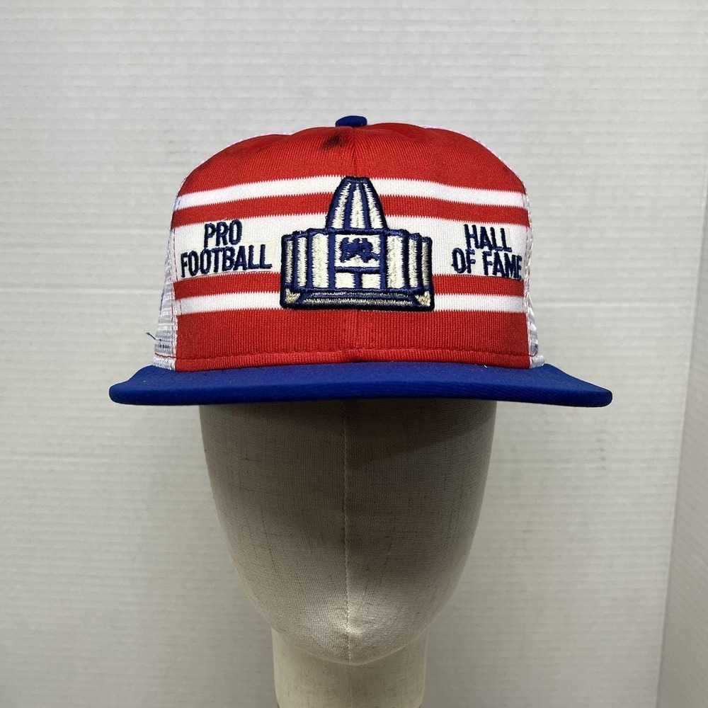 Vintage 80s AJD Superstripe Pro Football Hall of Fame Trucker Hat Snapback USA